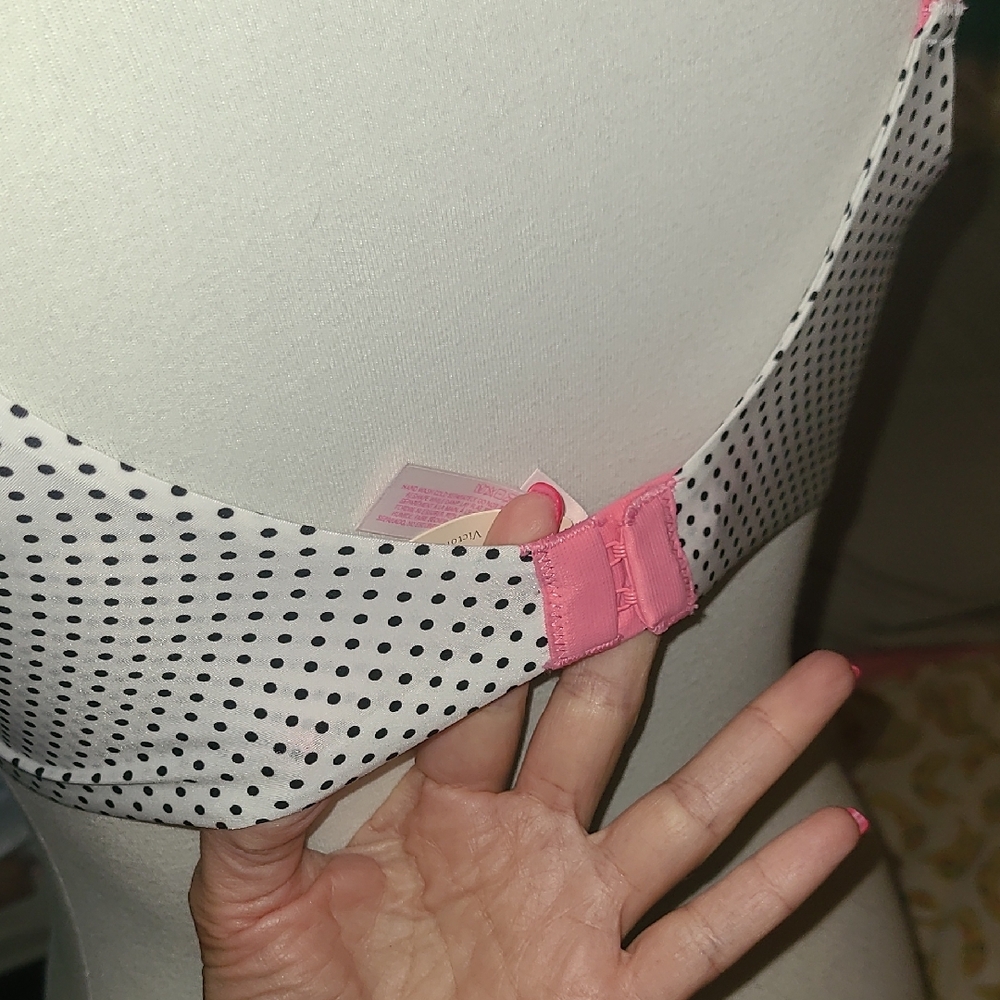 Victoria's Secret Black and White Dog Print Bra with Pink Straps - Picture 8 of 11